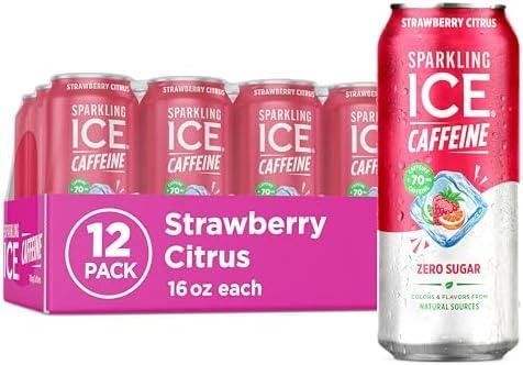 Sparkling Ice Caffeine Strawberry Citrus Sparkling Water with Caffeine, Zero Sugar, with Antioxidants and Vitamins,16 fl oz Cans (Pack Of 12) By 10/16/2026