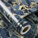 FunStick Thick Gold Blue Marble Contact Paper Peel and Stick Countertops Self Adhesive Marble Kitchen Wallpaper for Counter Top Peel and Stick Waterproof Contact Paper for Countertops Cabinets Desk