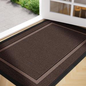 36"x24" Large Front Door Mat Outside Entrance Indoor Doormat, Waterproof All-Season All-Weather Entryway Mat, Natural Rubber Outdoor Doormats, Trap Dirt Moisture Back Door Mat for Patio Porch, Brown (2' x 3' (Rectangular))