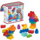 MEGA BLOKS First Builders Toddler Blocks Toys Set, Big Building Bag with 80 Pieces and Storage, Blue, Ages 1+ Years