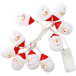 1 Pack 5Ft Christmas Santa Claus String Lights, Battery Operated Christmas Decorative Cute Santa Head Lights with 10 Cartoon Santa for Indoor Home Outdoor Garden Yard Xmas Tree