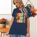 Thanksgiving Day Shirt for Women Gobble Turkey Tshirt Thanksgiving Tee Tops (Blue, XXL)