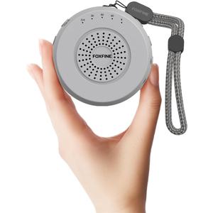 FOXFINE Portable Sound Machine, Travel White Noise Machine with 36 Soothing Sounds, Focus Light & Headphone Jack, Timer & Memory for Sleeping, Baby, Adults, Gray