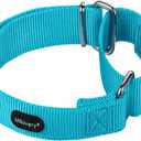 Mikivery Martingale Dog Collar Nylon Adjustable and Safety Training Colourful Comfortable Metal Buckle Pet Collars for Small Medium and Large Dogs(Ice Blue,M)