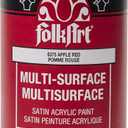 FolkArt Multi-Surface Satin Acrylic Paint in Assorted Colors, 16 oz, Apple Red 16 Fl Oz