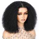 ijoy Natural Black Kinky Curly Wig Human Hair 16 Inch 13x4 Lace Front Wigs 180 Density, Full and Thick Afro Curly Wigs for Black Women Brazilian Virgin Hair Bob Frontal Wig Natural Black Afro kinky
