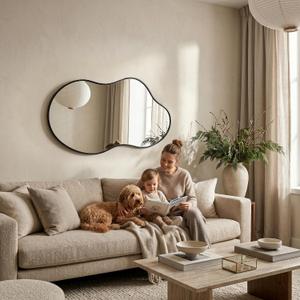 Irregular Asymmetrical Wall Mirror 26x48 Inches Decorative Tempered Glass
