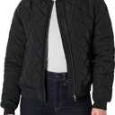Amazon Essentials Women's Regular-Fit Quilted Bomber Jacket (Large, Black)
