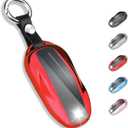 QBUC for Tesla Key Fob Cover with Keychain Soft TPU Protection Case Compatible with Tesla Model S (Red)