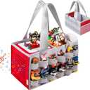 Carrying Case Compatible with Tonies Box with Audio Position, Portable Travel Storage Bag for Tonies Figures with 24 Elastic Strap, Soft Felt Organizer Case for Toniebox Accessories Gray&Red