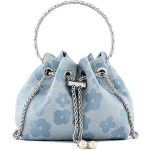 Ayliss Women Evening Handbag Mini Clutch Rhinestone Pouch Crossbody Handbag Purse Top Handle Floral Shoulder Bag Prom (Blue)