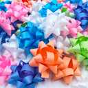 GYDbow 60 Pack 2 Inch Mini Bows for Gifts - Assorted Colors (shining white, purple, pink, orange, green and blue) Christmas Bows, Wrapping Bows, Small Bows for Presents, Crafts & Holiday Decor