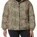 Amazon Essentials Women's Relaxed-Fit Mock-Neck Short Puffer Jacket (Previously Daily Ritual), Black Camel Animal Print, 4X