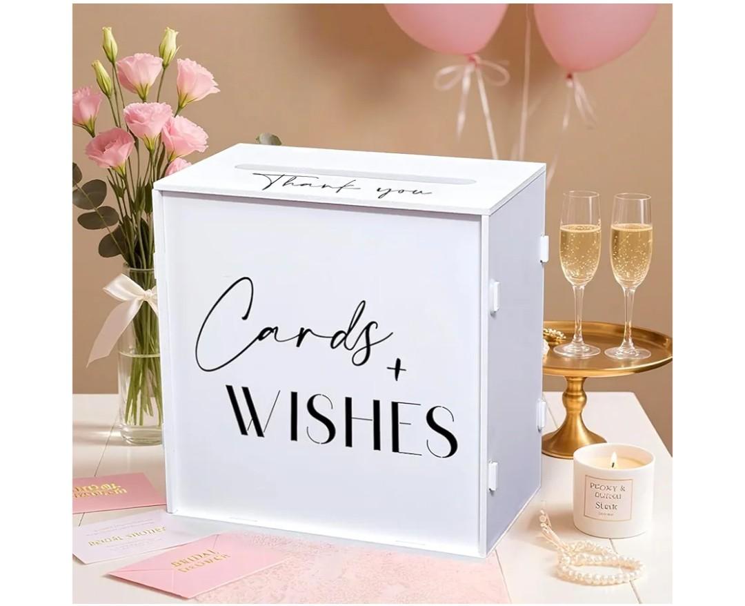 SOFARKKT White Wedding Card Box with Slot, Elegant Wedding Card Boxes for Reception Money Envelope Cash Cards, Cards & Wishes Wedding Gift Box for Engagement Anniversary Bridal Shower Table Decor