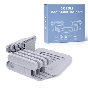 Goedli Lock Sheet Holders - No More Loose Sheets, Secure Bed Sheets, 4Pcs Fits All Kinds of Sheets and Mattress Sizes, ABS Material with High Flexibility, Easy One-Time Installation (Gray)