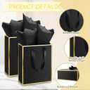 Yeaqee 24 Pack Metallic Paper Gift Bags with Handle and Tissue 9x7x3.1 Gold Foil Welcome Thank You Favor Bags Return Gifts for Wedding Mothers Graduation Bridesmaid Birthday(Black and Gold)