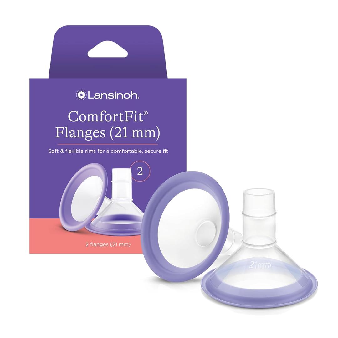 Lansinoh ComfortFit Breast Pump Flanges, Size 21mm, 2 Count