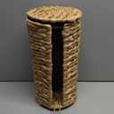 Graciadeco Stand Paper Storage with Lid Spare Extra 3 Rolls of Toilet Tissue Holder Free Standing Water Hyacinth Wciker Toilet Paper Organizer Basket for Bathroom