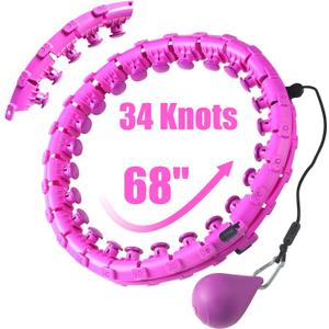 34 Knots Weighted Workout Hoop Plus Size, Smart Waist Exercise Ring for Adults Weight Loss (34Knots Purple)