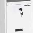 Uniclife Wall Mount Mailbox for Outside, Locking Mailbox, Large Mailbox with Key Lock, Security Mail Box for House, Safe Key Drop Box, Post Box, Steel Cash Drop Box for Home Office School, White