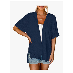 MEROKEETY Womens 2025 Summer Lightweight Cardigan Short Sleeve Open Front Casual Loose Cover Ups, Size XXL