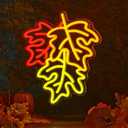 Maple Neon LED Sign Fall Thanksgiving Maple Neon Light USB Powered Light Colorful Aesthetic 3D Wall Art Signs for Home Bedroom Living Room Party Game Room Thanksgiving Gift Lamp Decor