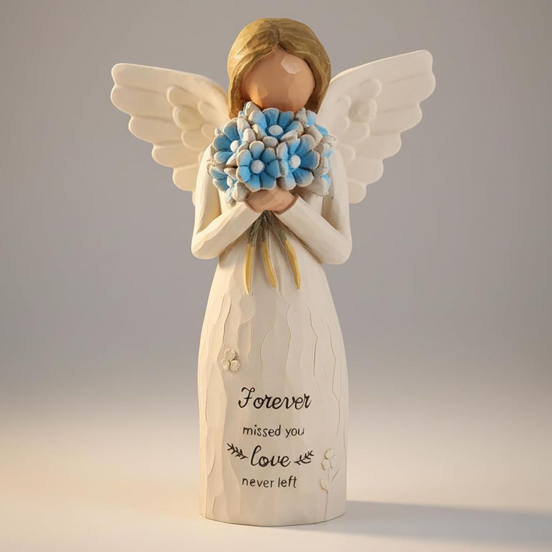 3 x Sympathy Gifts for Loss of Mom, Faceless Angel Statue,Angel Figurine Memorial Gift for Loss of Loved One, in Memory of Mom Gift, Bereavement Remembrance Angel Statue for Grandmother (Blue)