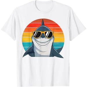 Kids Shark Face Open Mouth Tee Cool Retro Toddler Boys Shark T-Shirt, M