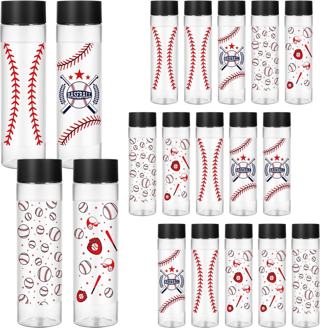 24 Pcs 17 Oz Baseball Plastic Sports Bottle Lid Reusable Juice Drink Container Leak Proof Lightweight Shatter Resistant White Bulk Cup for Daily Picnic Sports Themed Birthday Party Supplies