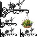 4-Pack 10 Inch Aesthetic Plant Hanger Indoor and Outdoor  Metal Hanging Plant Bracket with Hummingbird Pattern  Heavy Duty Plant Hooks for Hanging Flower Baskets, Bird Feeder, Wind Chime, Lantern