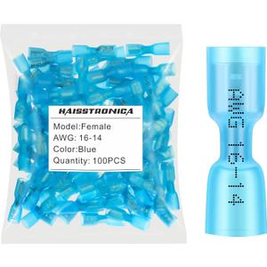 haisstronica 100pcs Blue Marine Grade Heat Shrink Female Spade Connectors,16-14 Gauge Insulated Electrical Crimp Wire Terminals