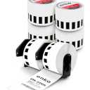 enKo - Compatible DK-2205 Continuous Paper Labels (2.4 Inch x 100 Feet) Use with Brother QL Label Printers QL-800, QL-820NWB QL 810W [6 Rolls + 2 Refillable Cartridge Frames]