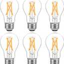 6-Pack Dimmable E26 LED Edison Bulbs 60 Watt Equivalent, 6W A15 2700K Warm White 600LM Vintage LED Light Bulbs for Ceiling Fan, Appliance, Filament Clear Refrigerator Light Bulbs