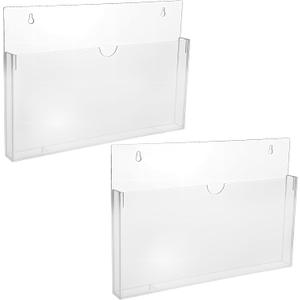 2 Pcs Clear Acrylic File Holder Wall Mount Legal Size Hanging Paper Organizer, Mail Holder Wall Pocket File Holders Storage for Letter Folder Brochure Magazine Bookshelf Literature Display