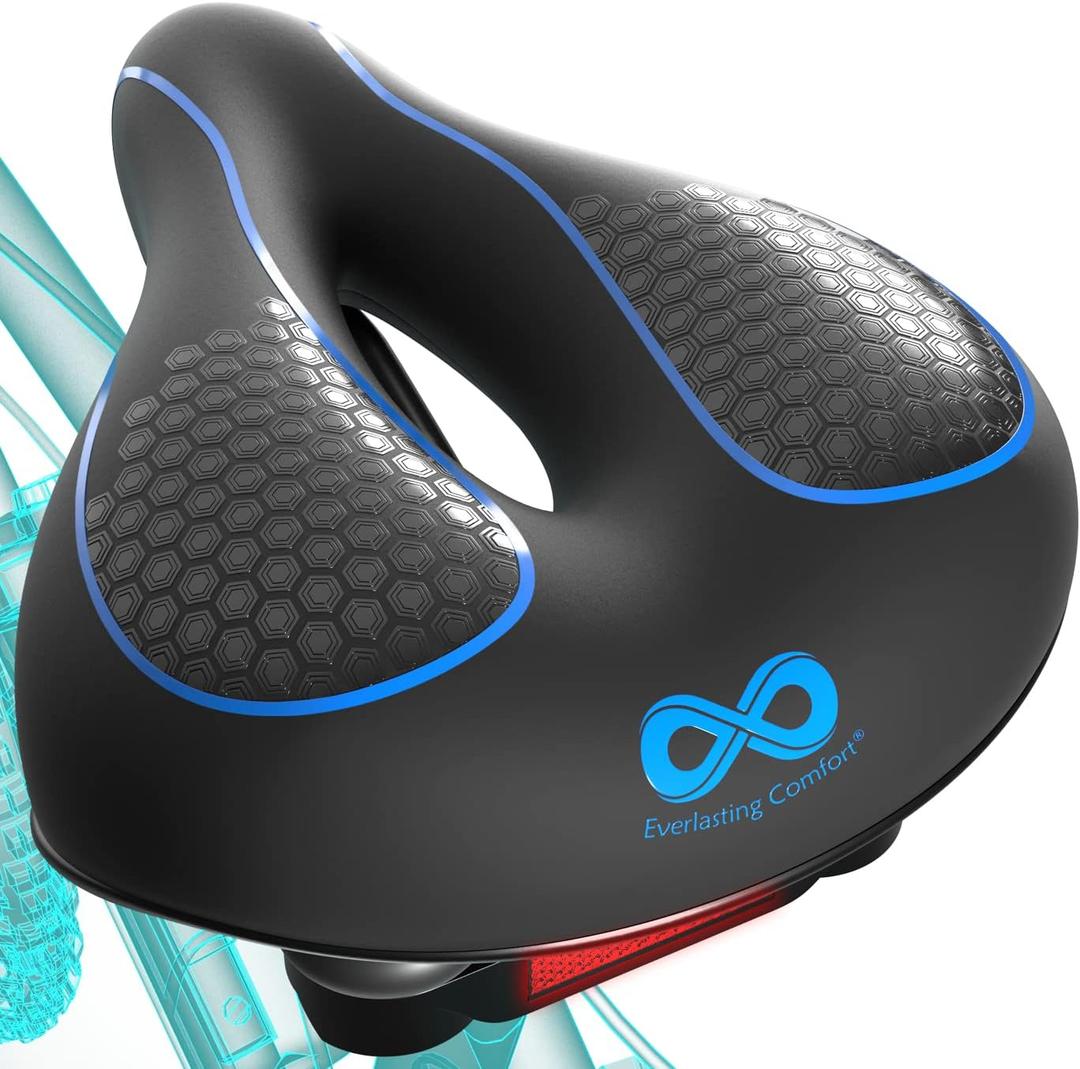 Everlasting Comfort Bike Seat Cushion (10"x8") - Universal Fit for Mountain, Stationary, Cruiser Bikes - Easy Assembly - Comfortable Memory Foam Bike Saddle - Bike Seats for Men - Bike Seats for Women