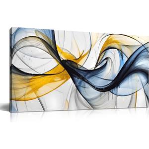 Abstract Office Artwork Wall Decor - Blue Canvas Art Wall Decor for Living Room - Modern Wall Art for Bedroom Size 20" x 40", 20.00" x 40.00"