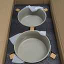 Ceramic Raised Double Bowls Set with Stand, 2 Heights Elevated, Food & Water Bowls for Small Breed Dogs, Weighted Dog Dishes, Pet Bowl(6.1'',28.7oz, Grey)