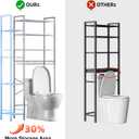Kalrin 8-Tier Over The Toilet Storage with Side Rack, Over Toilet Storage Rack with Adjustable Shelf & Drain Basket, Freestanding Bathroom Organizer for Balcony, Laundry (Pure White)