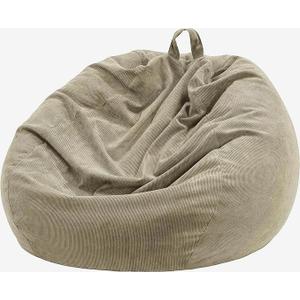 3 ft Bean Bag Chair Cover,Khaki Gray 300L | No Filler, Large Stuffed Animal Storage, 74'' Opening, Washable, Premium Corduroy, For Adults & Kids