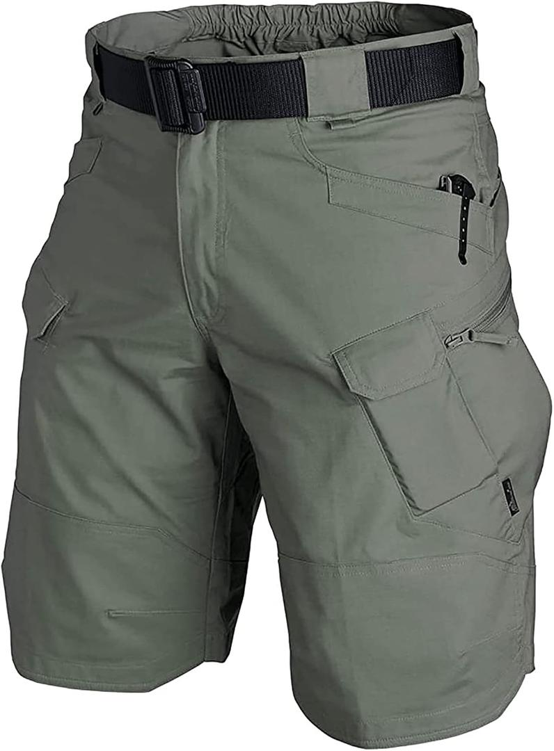 AUTIWITUA Men's Waterproof Tactical Shorts Outdoor Lightweight Quick Dry Breathable Hiking Fishing Cargo Shorts (Green, L)