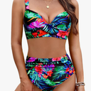 Aqua Eve Women Underwire Bikini Set - High Waisted Two Piece Swimsuit Tummy Control Bathing Suit 2025 Push Up Swimwear, L