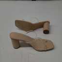 DREAM PAIRS Women's Square Open Toe Block Heels Two Strap Slip On High Heeled Slides Sandals (11, Clear)