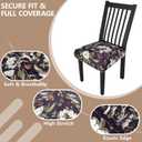 Stretch Dining Chair Seat Covers Set of 4,Dining Chair Slipcovers, Floral Printed Chair Covers,Soft Fabric Washable Upholstered Chair Seat Protector, No Rear Covers for Home Kitchen Dining Room