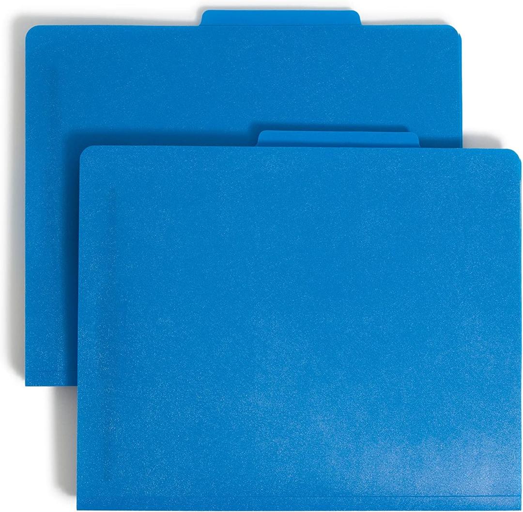 Smead Poly Classification Folder, 2 Dividers, 2" Expansion, 2/5-Cut Tab, Letter Size, Blue, 13 per Box