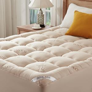 BEDLORE King Mattress Topper , Thick Pillow Top Mattress Pad, 3 Beige, King