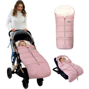 LAT Baby Warm Bunting Bag Universal,Extended and Removable,Stroller Sleeping Bag Cold Weather,Waterproof Toddler Footmuff (Basic,Pink)