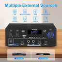 Romica AK55 Stereo Audio Amplifier, 2 Channel 500W Bluetooth 5.0 Home Audio Stereo Receivers with FM, Echo, AUX, USB, SD, MIC, Optical & Coaxial Inputs, AMP for Passive Speakers and Active subwoofer