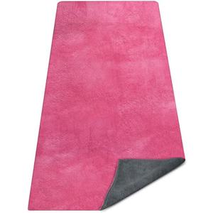 Yoga Mat Towel, Extra Thick (600GSM) Soft Hot Yoga Towel, Non-Slip and Sweat Absorbent for Hot Yoga, Bikram, Pilates, and Fitness, 72" x 27.5", Dual-Color, Grey/Pink