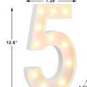 Pooqla Large Light Up Numbers for 5th Birthday Decorations, 12.6 in Tall White Plastic Marquee Numbers Sign Party Decorations, Gift for Girls Boys Night Light Wedding Anniversary Decor, Big Number 5
