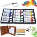 Adult Watercolor Paint Set: 24 Watercolor Paint Tubes (5ml)  Pocket Watercolor Set with24 Color Paints, Brush, Sketchbook & Copper Clip, Makes an Ideal Gift.